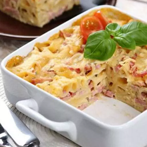 Запеканка с пастой и ветчиной