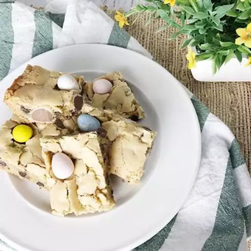 Chocolate Chip Cadbury Mini Eggs Cookie Bars