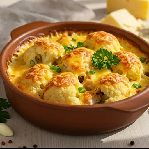 Запеканка из цветной капусты с куриным филе