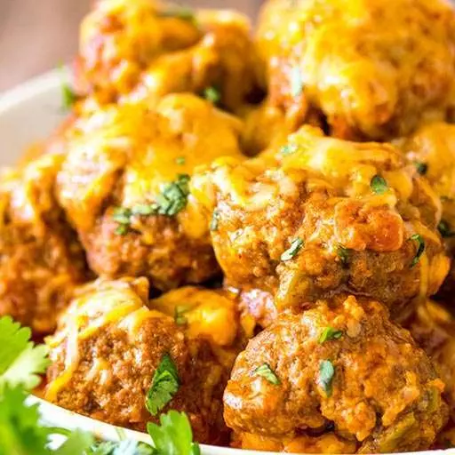 Cheesy Enchilada Meatballs