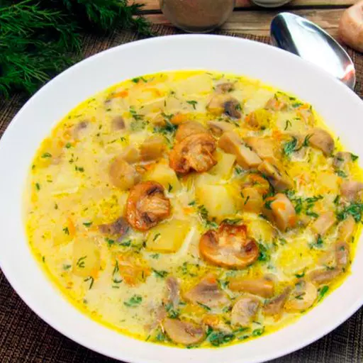 Грибной суп с сыром