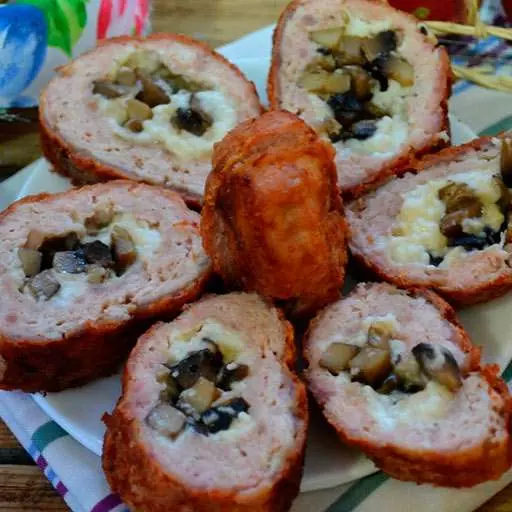 М'ясний рулет з грибами та сиром