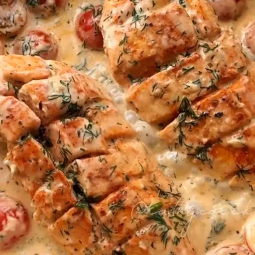 Куриное филе в сливочном соусе с овощами