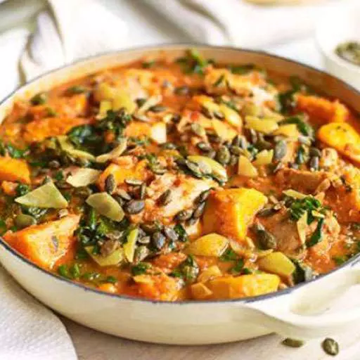Spiced Chicken, Spinach & Sweet Potato Stew