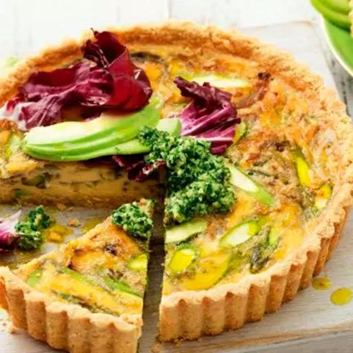 Asparagus Quiche with Kale Pesto