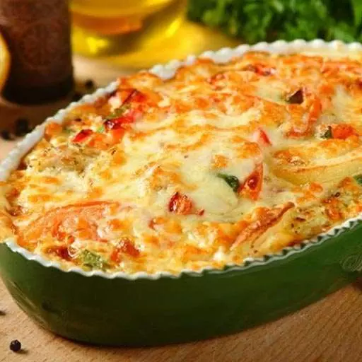 Запеканка из овощей и куриного фарша