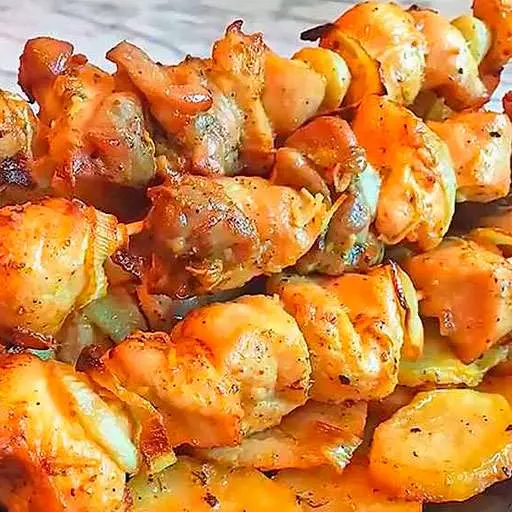 Куриный шашлык с картошкой в духовке