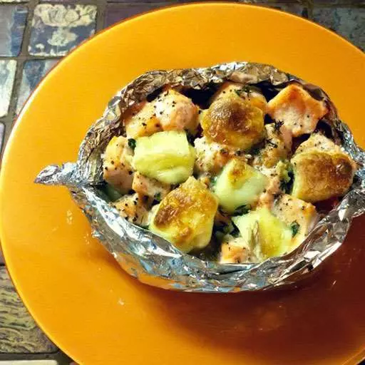 Запечённая форель с овощами и сыром Камамбер