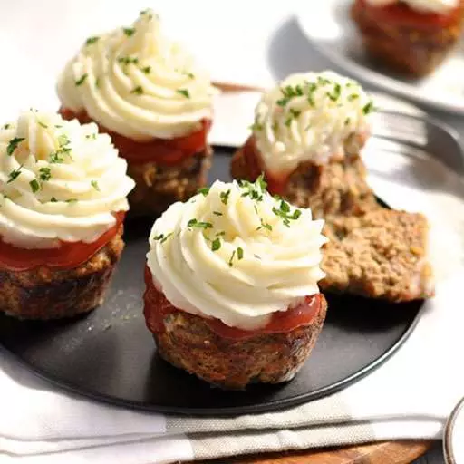 Meat Loaf Cupcakes with Mashed Potatoes