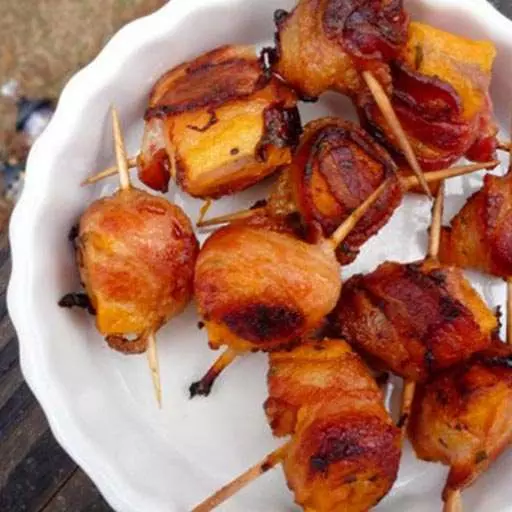 Bacon Wrapped Sweet Potato Bites