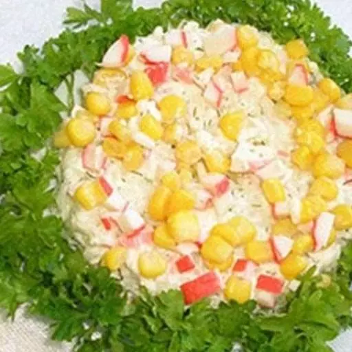 Салат с кальмарами и крабовыми палочками