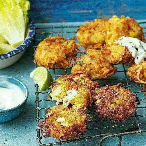 Carrot, Sweet Potato and Feta Fritters