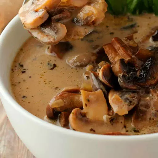 White & Brown Mushroom Soup